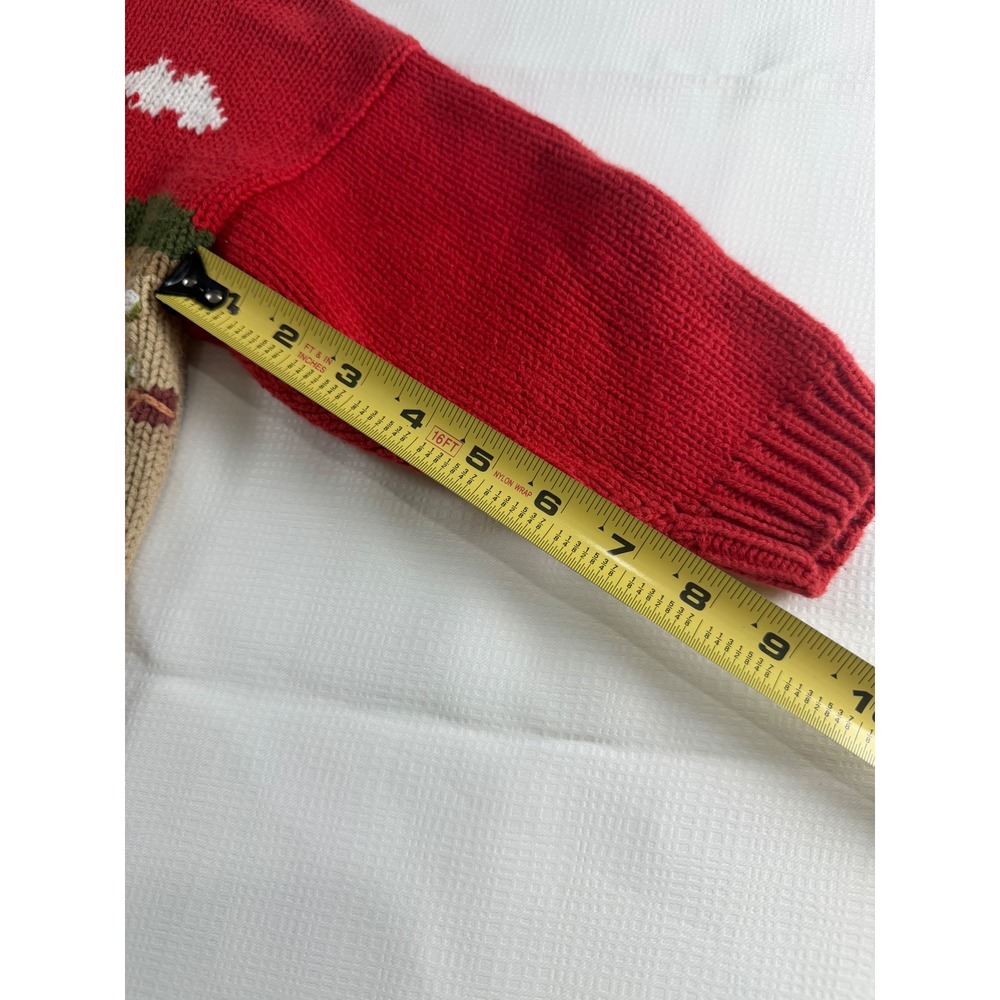 Gougane Handmade Knitwear Red Farm Scene Intarsia Cotton Sweater Kids 2 - Picture 6 of 12
